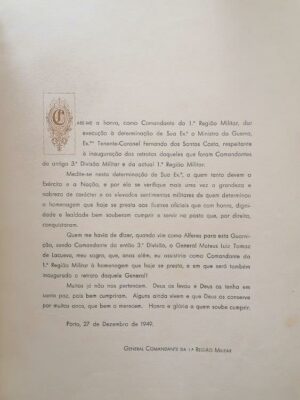 1ª Região de Militar: Generirais Comandantes da 3ª Divisão e 1ª Região Militares de Fernando dos Santos Costa