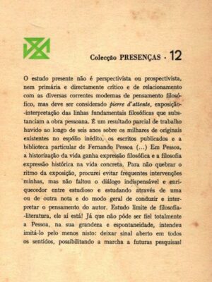 Fundamentos Filosóficos da Obra de Fernando Pessoa (Vol. I) de António Pina Coelho